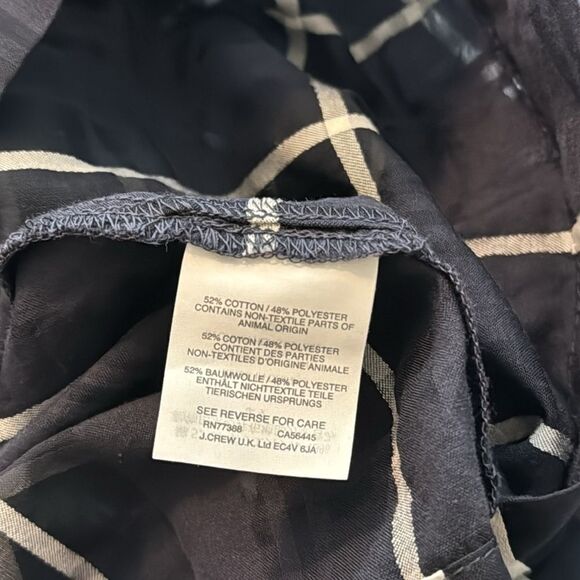 J. Crew The Penny Windowpane Plaid Check Blouse Blue/White Square Neck Sz 6P - Picture 5 of 5